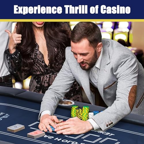 Blue Foldable Poker Table with Cup Holders P84429