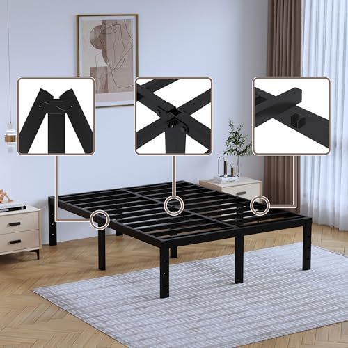14 Inch Tall Black Heavy Duty Steel Bed Frame M287