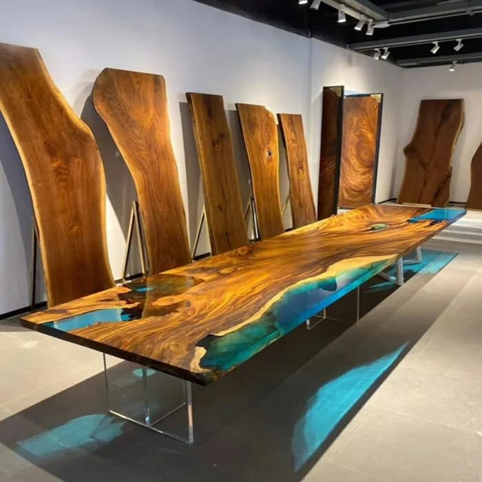 Blue Live Edge Epoxy Dining Table 36 x 24 Inches X804