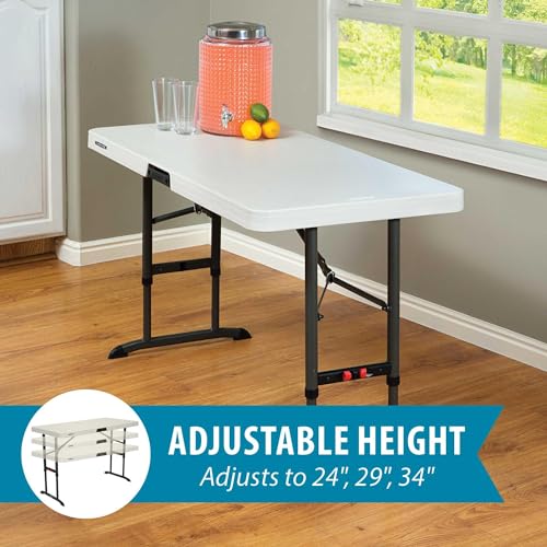 4-Foot Commercial Adjustable Folding Table, Almond J762