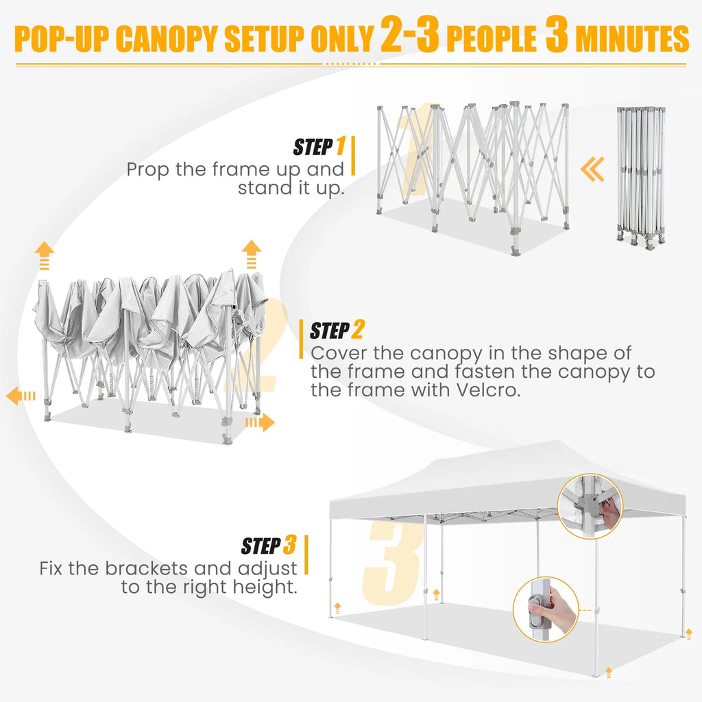 White 10'x20' Waterproof Pop Up Canopy Tent B1734