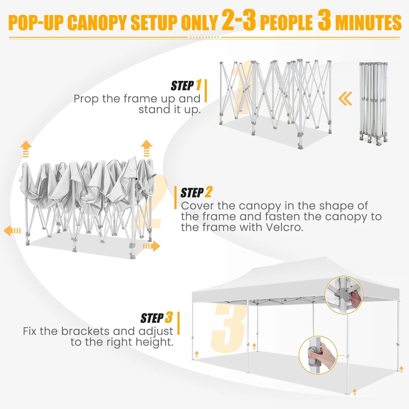 White 10'x20' Waterproof Pop Up Canopy Tent B1734