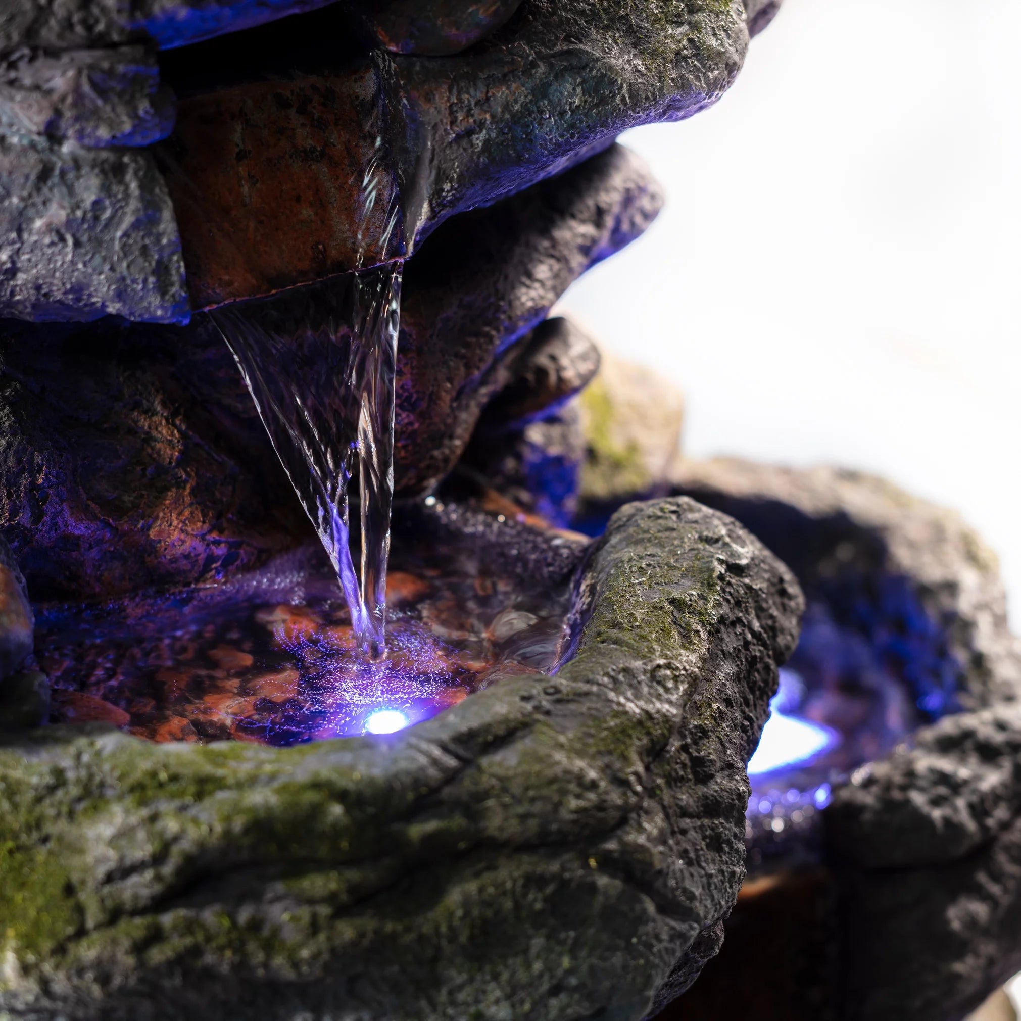22" Outdoor 3-Tier Rock Tabletop Fountain Y23578