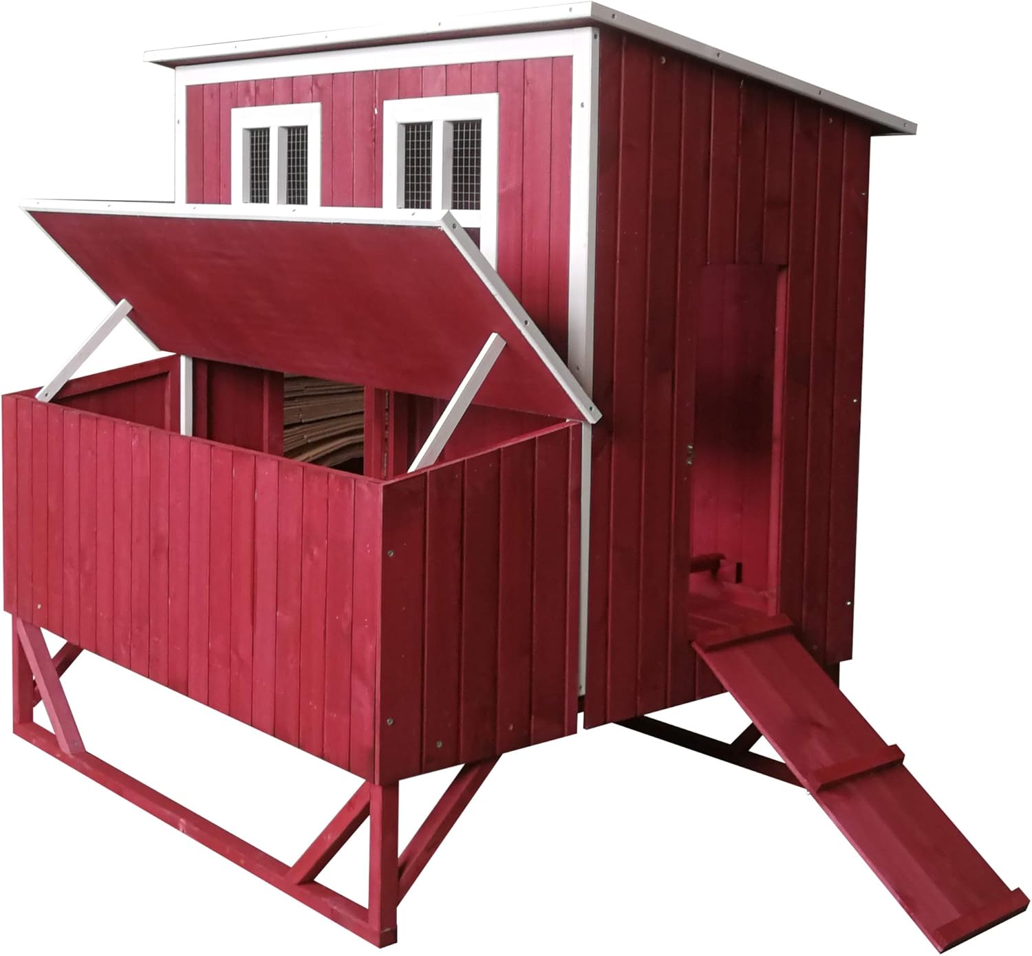Large Wood Chicken Coop with 4 Nesting Box S171930