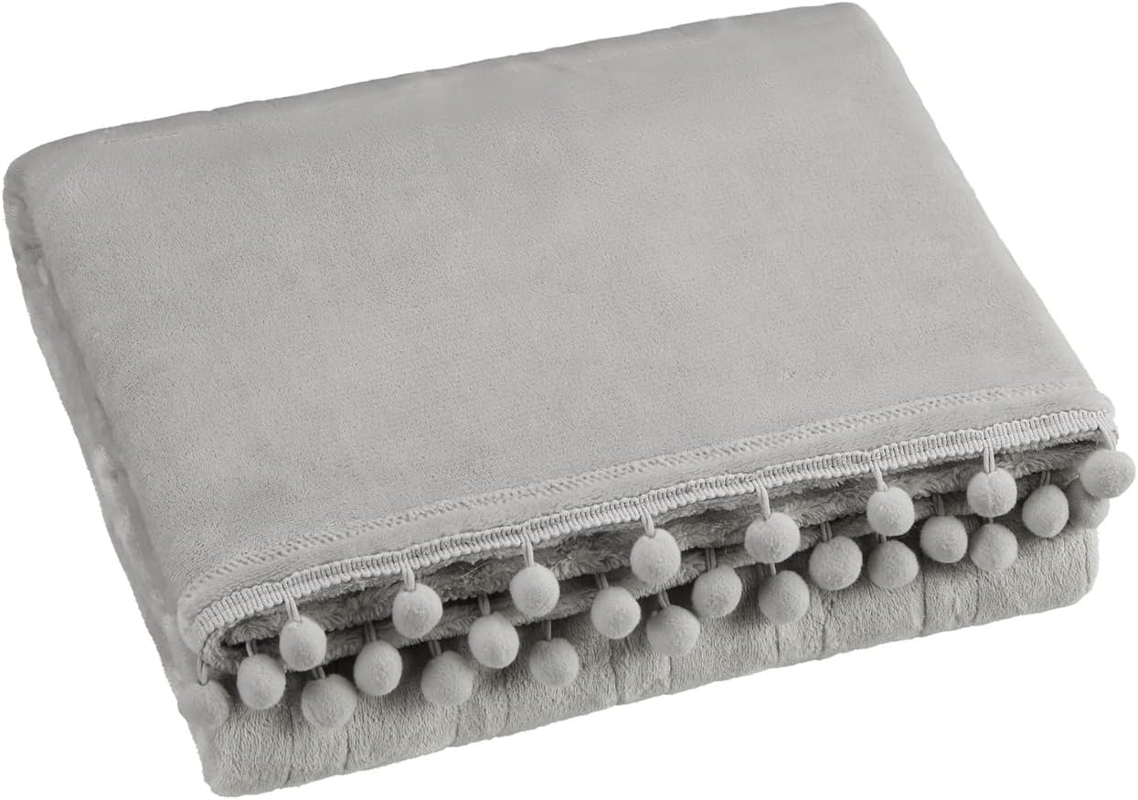 Soft Silver Plush Electric Heated Throw with Remote J3253