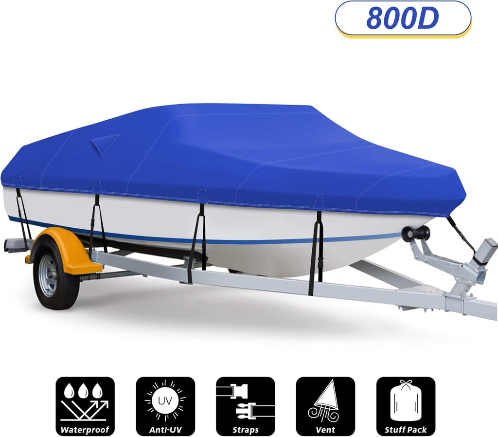 800D Waterproof Heavy Duty Canvas Boat Cover 17-19 ft W5694