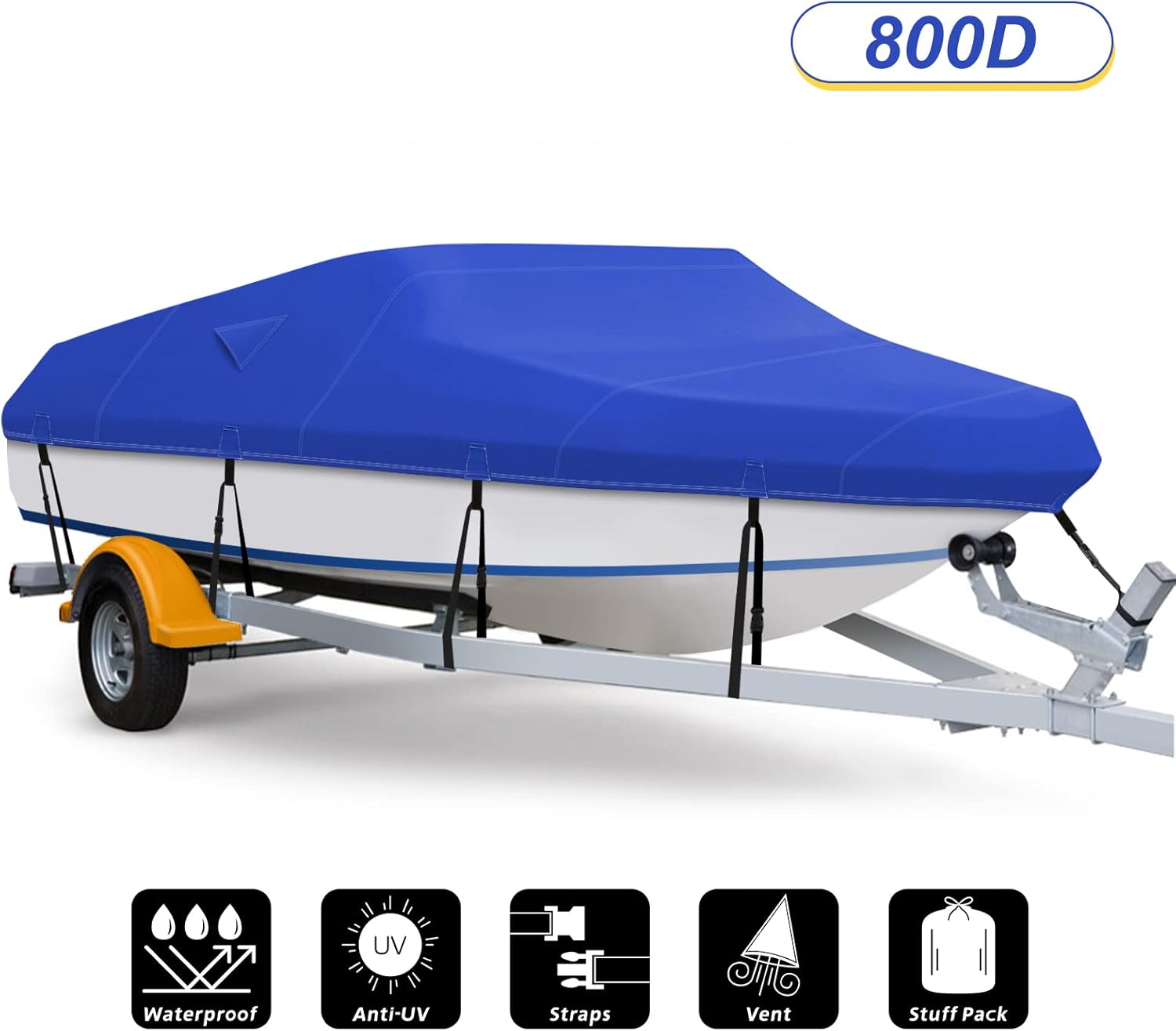 800D Waterproof Heavy Duty Canvas Boat Cover 17-19 ft W5694