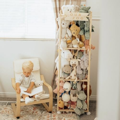 Wood Stuffed Animal Storage, Extra Large Capacity Plush Toy Cage, 54 inch W23456