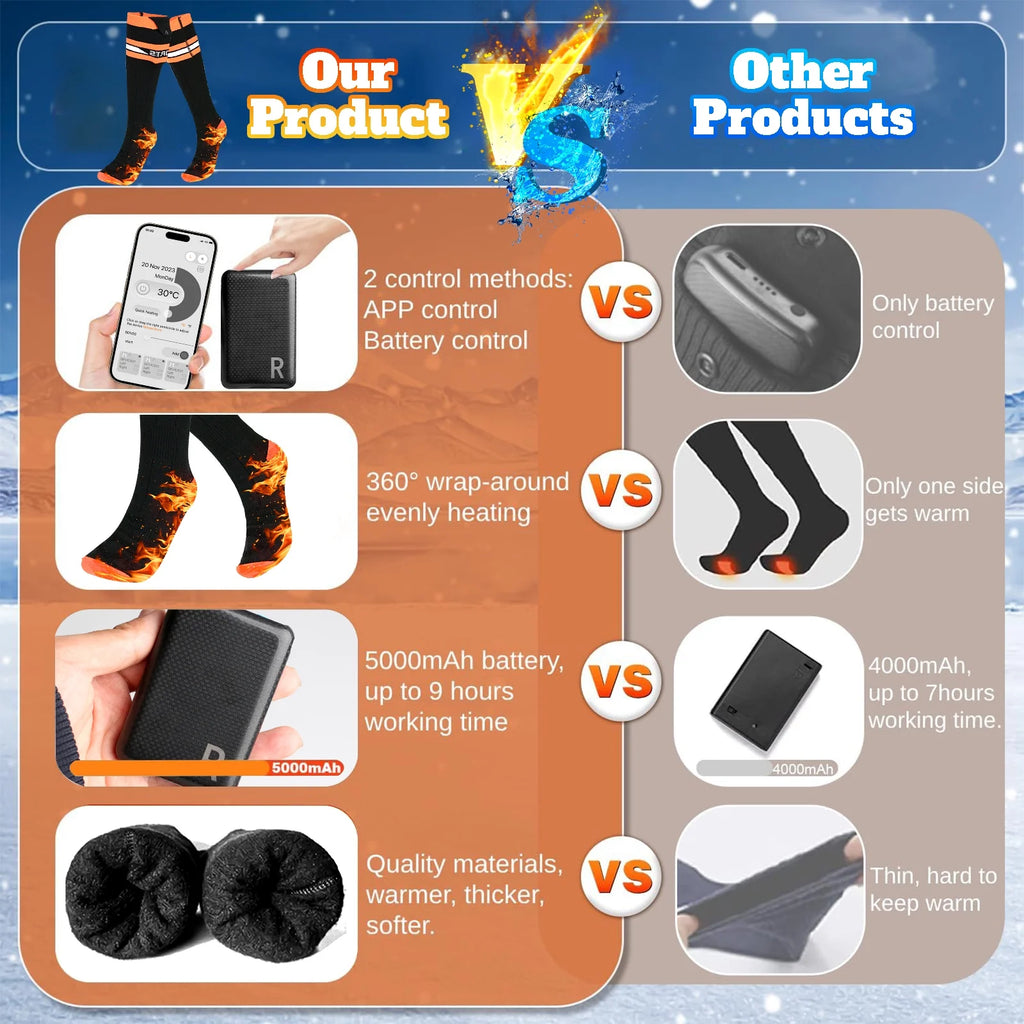 Black Rechargeable Electric Heated Socks Z613