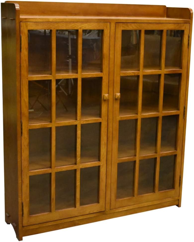 Mission Oak 2 Door Bookcase with Glass Doors T9479
