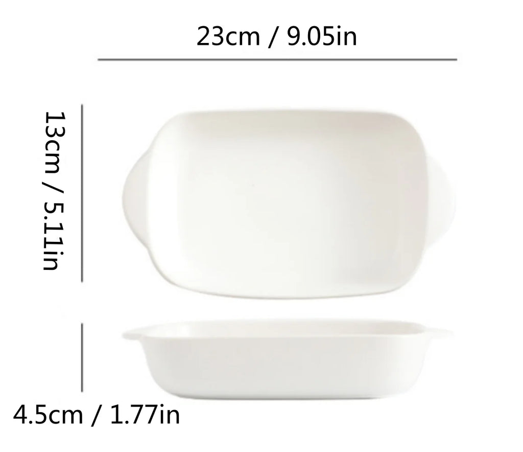 White 2 Pcs Rectangular Ceramic Baking Dish Set J22001