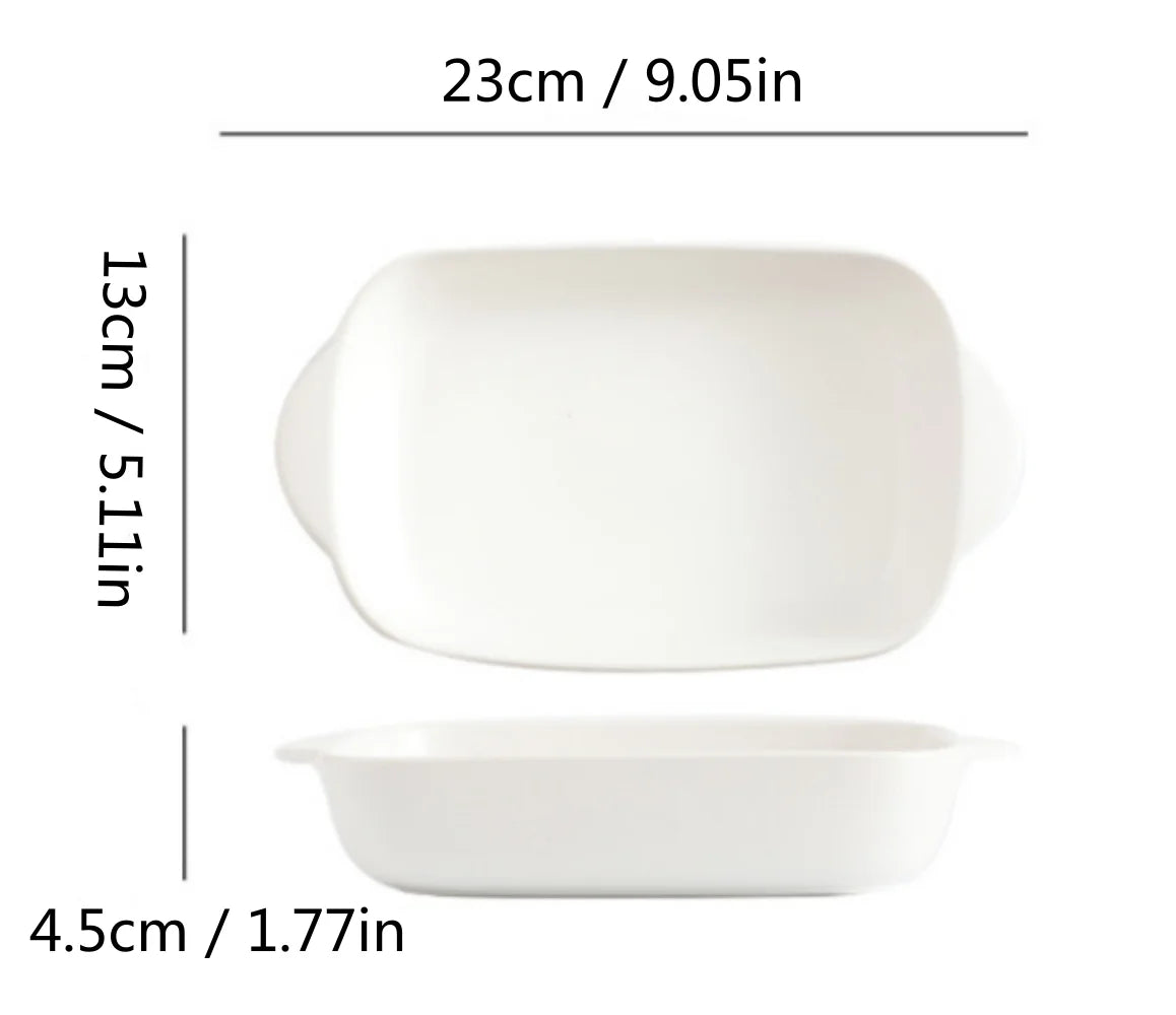 White 2 Pcs Rectangular Ceramic Baking Dish Set J22001