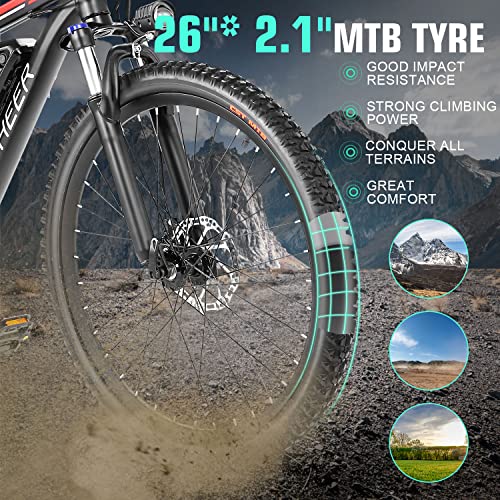 26" Electric Mountain Bike with 48V 10.4Ah Battery B344