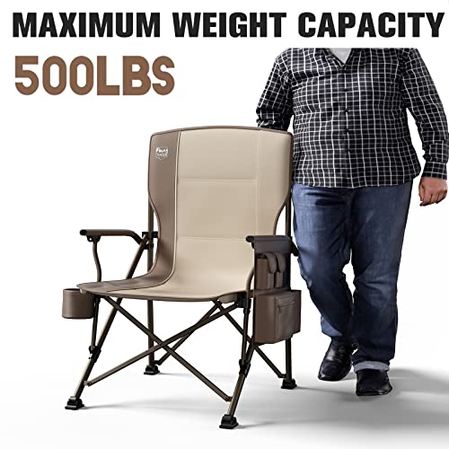 Oversized Folding Camping Chair High Back Heavy Duty with Cup Holder Side Pocket Cooler Bag D365229