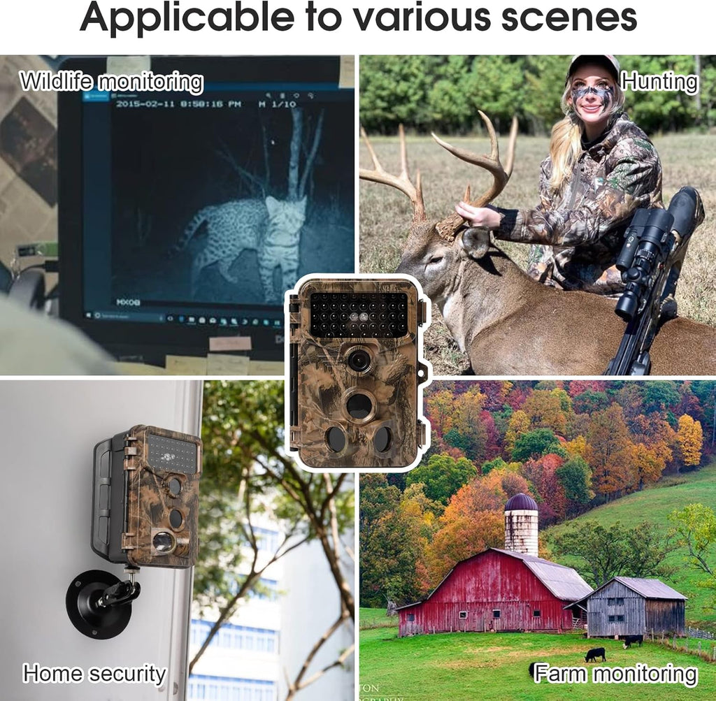 2 Pack 1080P 20MP 120° Wide-Angle No Glow IR Night Vision Motion Activated 0.2S Trigger Speed 2.4" LCD IP66 Waterproof Trail Camera F8539