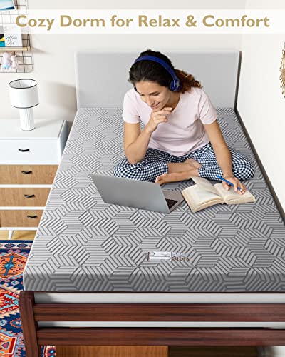 4 Inch Queen Gel Memory Foam Mattress Topper with Removable Cover J49602