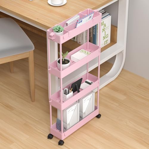 Slim Storage Cart 4 Tier White L199