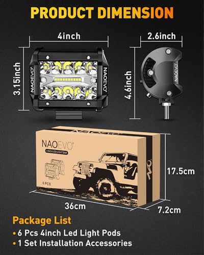 4 Pcs White LED Pod Lights F178