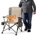 Oversized Folding Camping Chair High Back Heavy Duty with Cup Holder Side Pocket Cooler Bag D365229