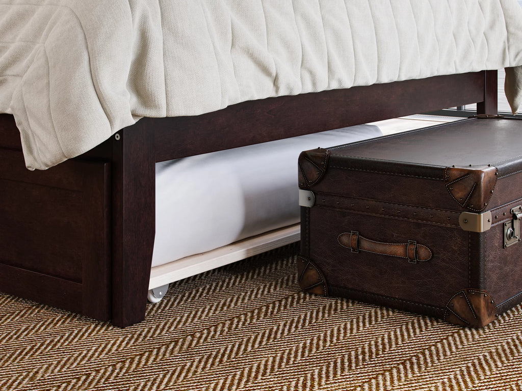 14" Queen Wood Platform Bed Frame with Twin XL Trundle, Espresso K18926