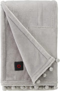 Soft Silver Plush Electric Heated Throw with Remote J3253