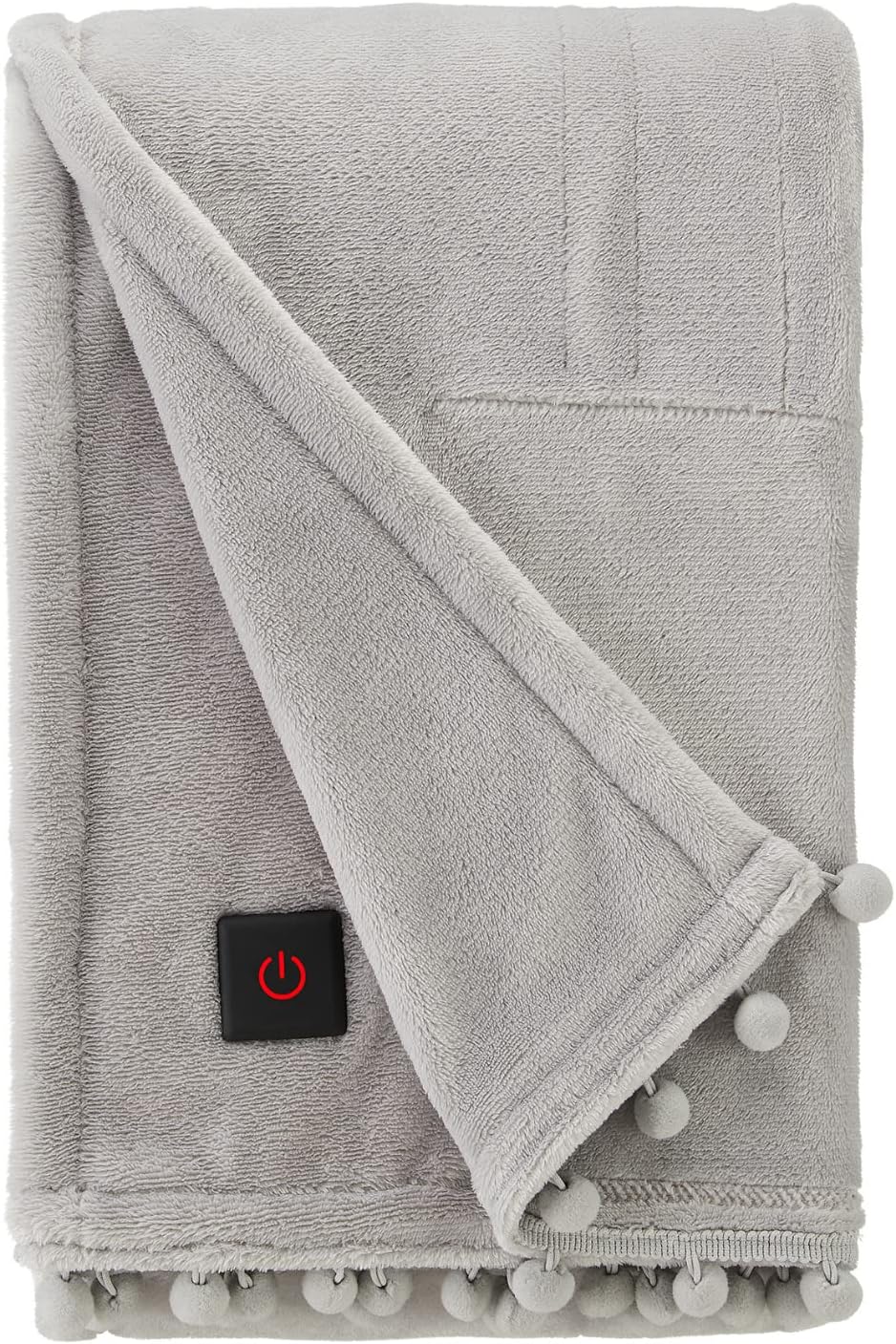 Soft Silver Plush Electric Heated Throw with Remote J3253
