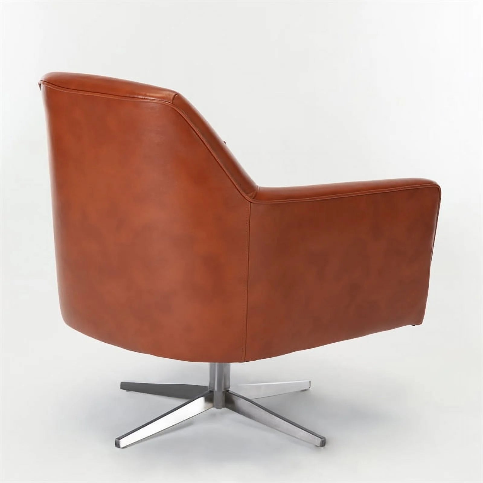 Caramel Brown Faux Leather Swivel Armchair C14026