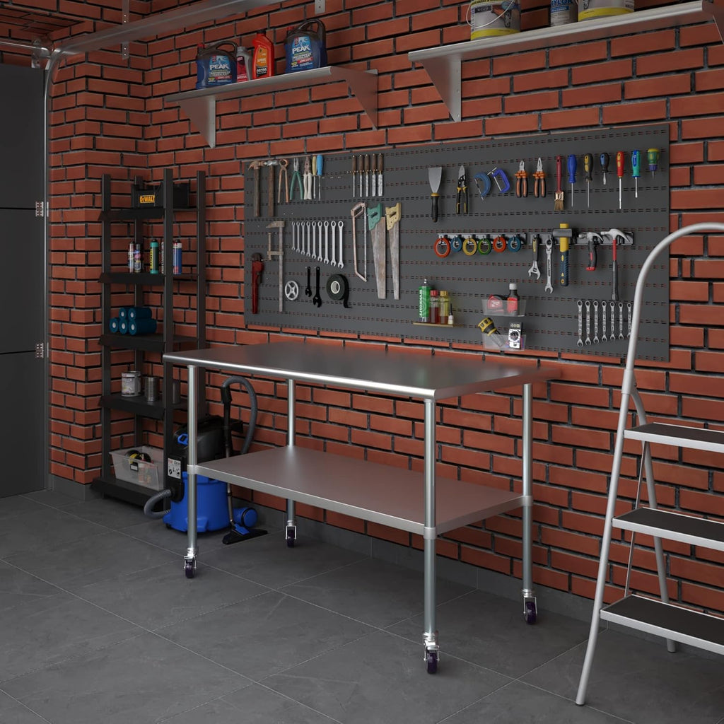Stainless Steel Work Table with Under-Shelf & 4 Wheels Q14827