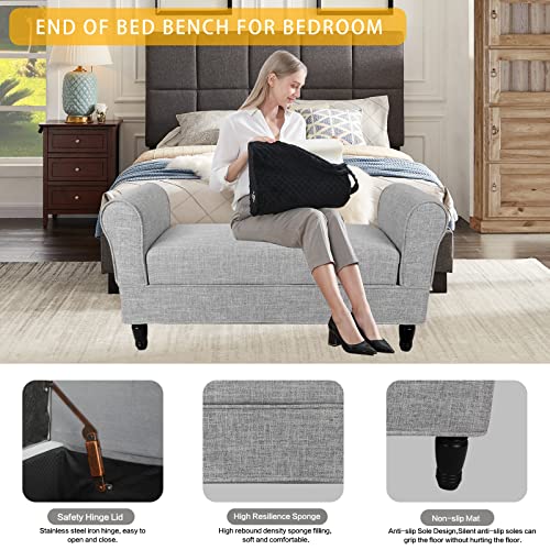 Light Grey Storage Bench with Arms W82360