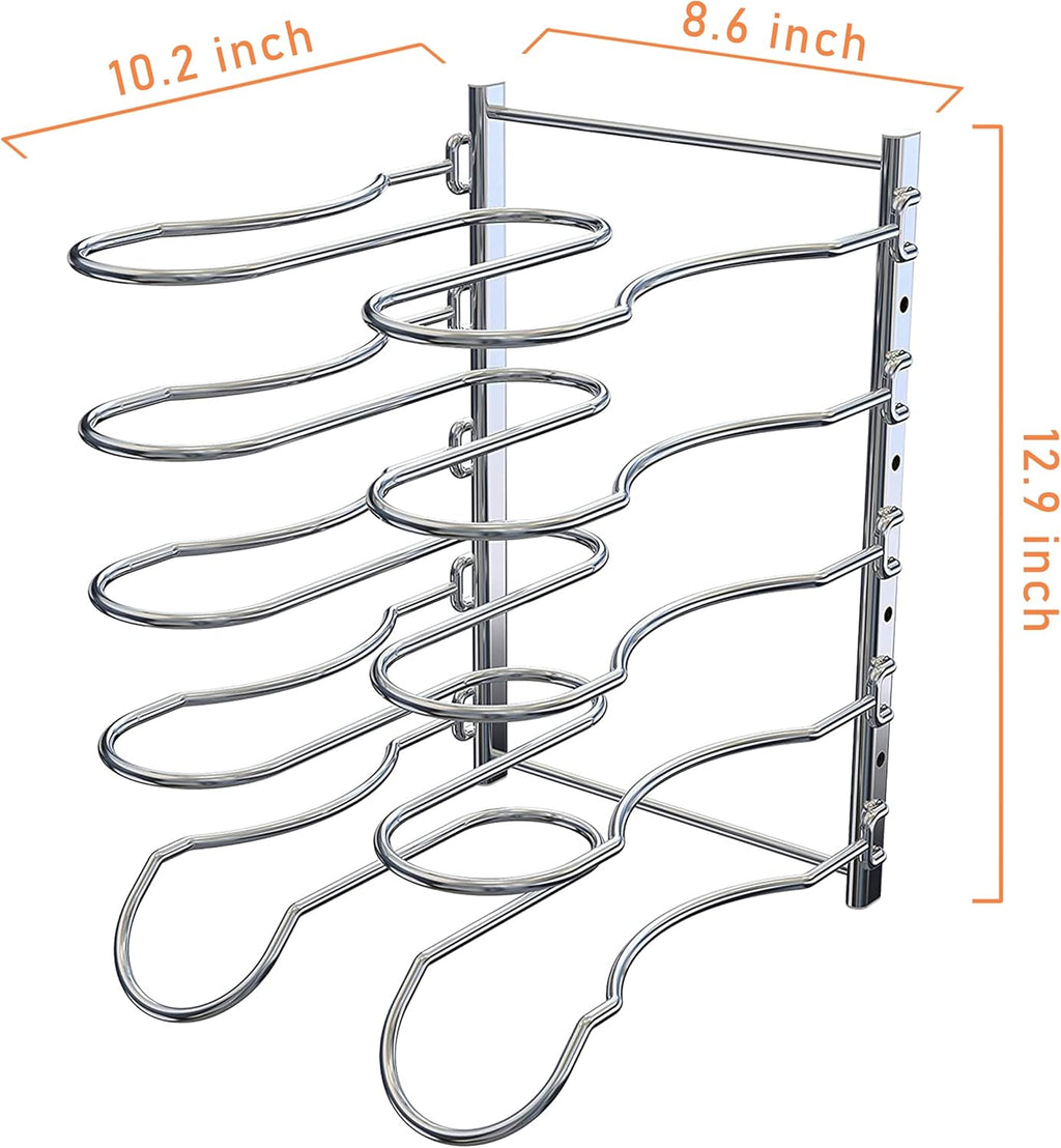 Metal Pan Rack with 5 Adjustable Dividers, Chrome W8403