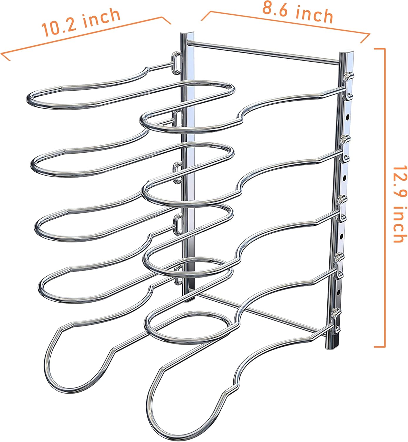 Metal Pan Rack with 5 Adjustable Dividers, Chrome W8403
