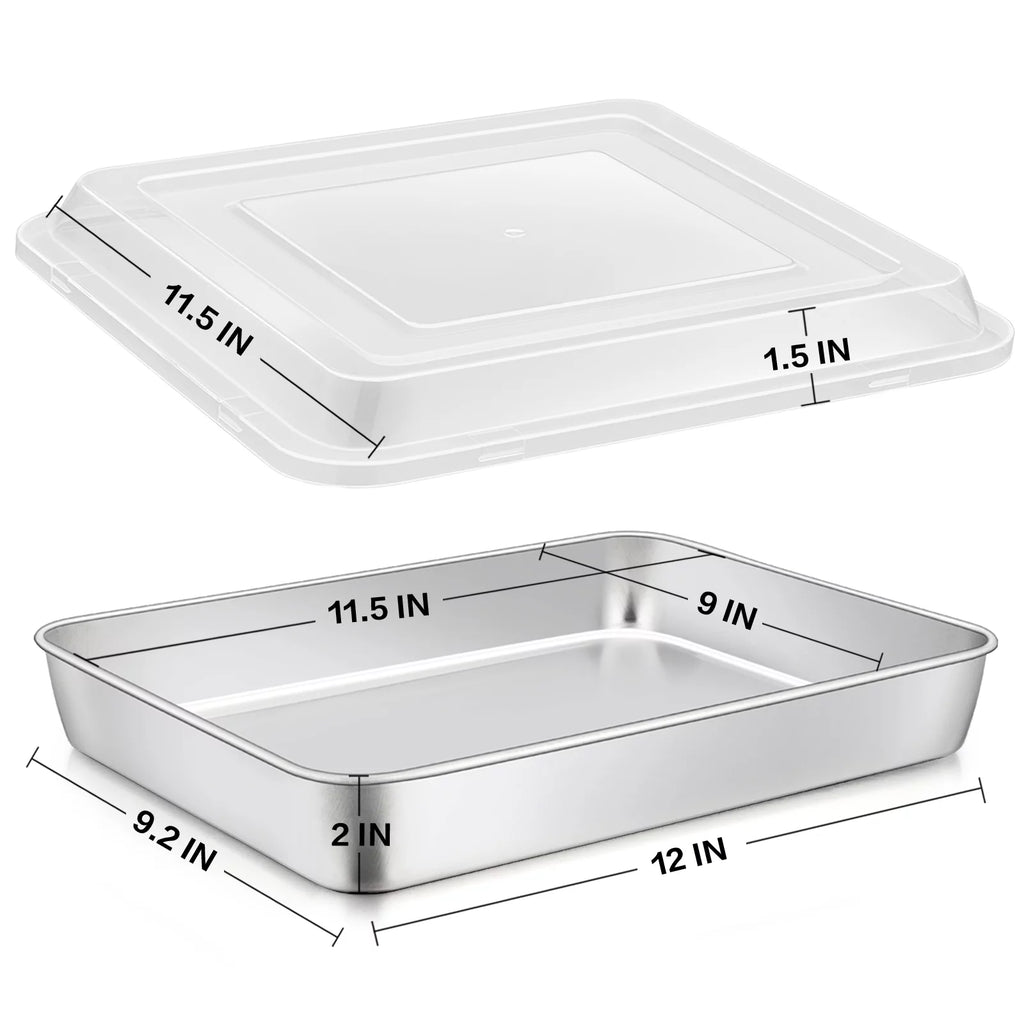 Stainless Steel Baking Pan with Lid Rectangle Sheet Cake Pans Set of 4 R450295
