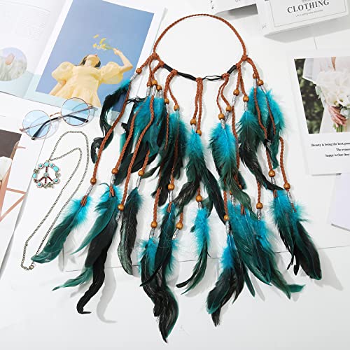 3PCS Hippie Costume Set with Headband Necklace Sunglasses D9955