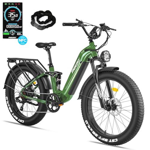 Electric Bike 1600W 48V 20 AH 26'' Fat Tire Full Suspension T455