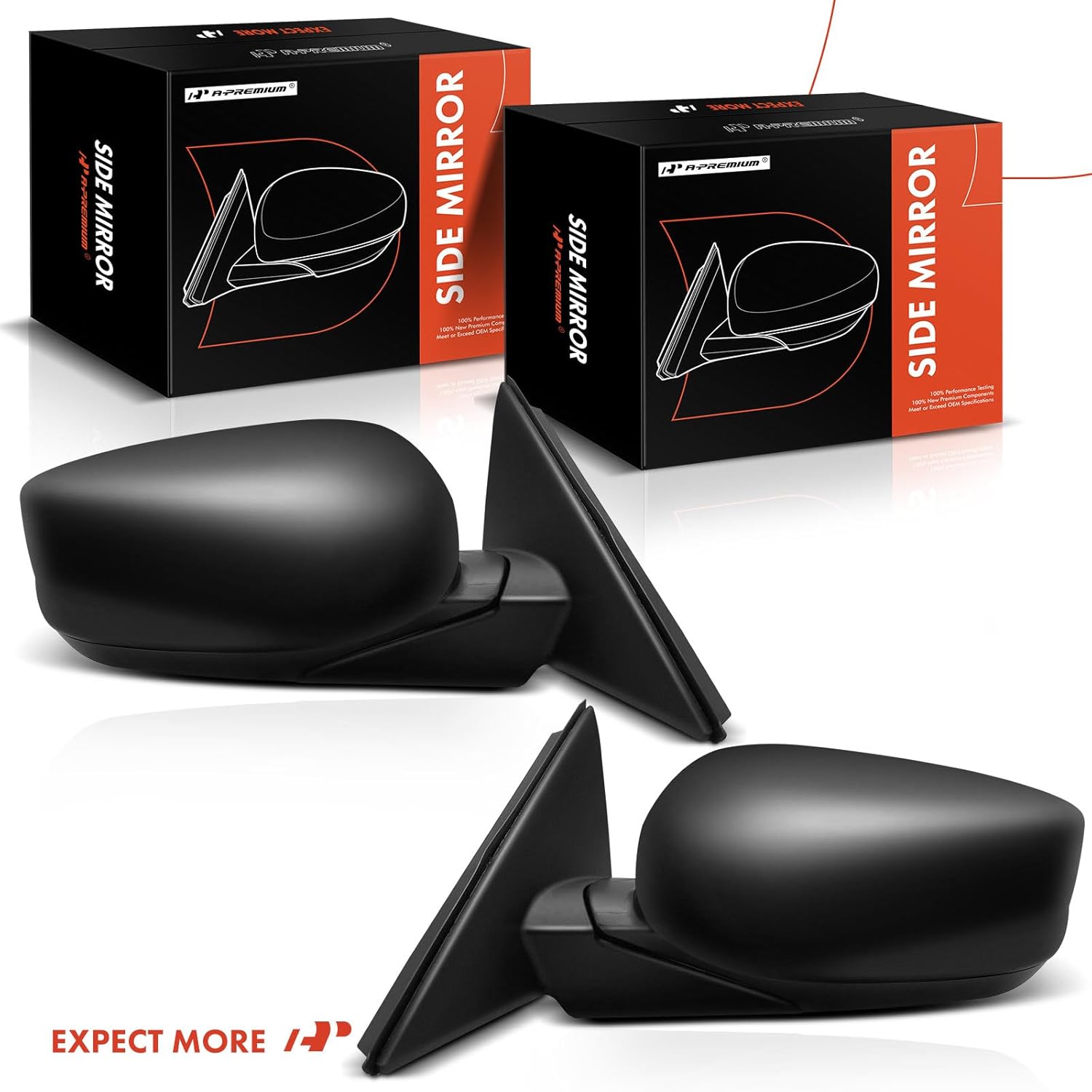 Pair Power Door Mirror Black Non-Heated Manual Folding Outside Rear View Mirror A984826