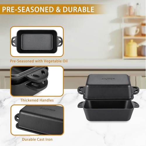 Cast Iron 9x5 Inch Loaf Pan with Lid 2 Piece Set M9221