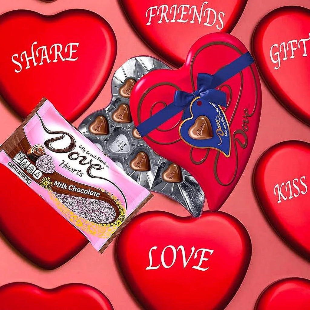 Milk Chocolate Candy Heart Tin and Milk Chocolate Bag U917673