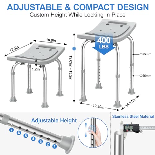Heavy Duty Stainless Steel Shower Chair Seat with Grab Bar Z160