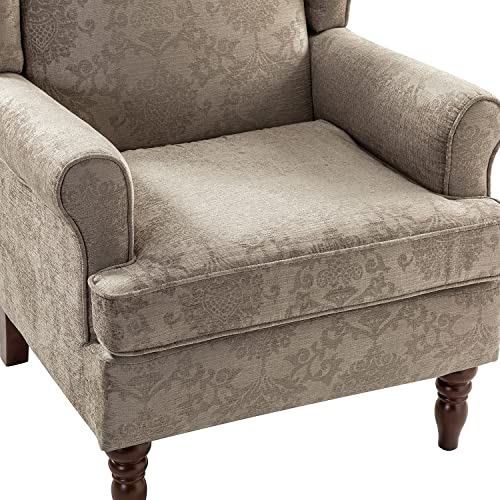 Wingback Accent Chairs Set of 2 with Wood Legs, Fabric Armchairs D403