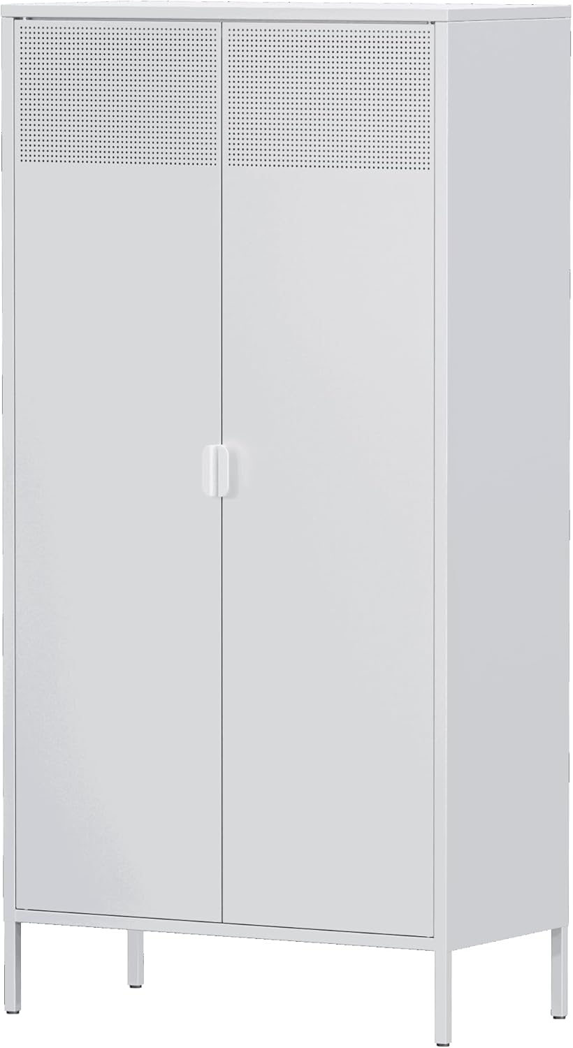 Metal Storage Cabinet with Adjustable Shelf & Removable Hanging Rods N1367