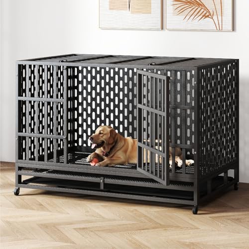 Heavy Duty Steel Dog Crate with Wheels and Removable Tray C327