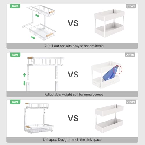 2 Pack 2 Tier Metal Slide Out Under Sink Organizer U5548