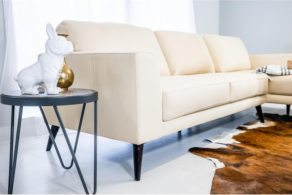 Cream Top Grain Leather Right Facing Sectional J14924