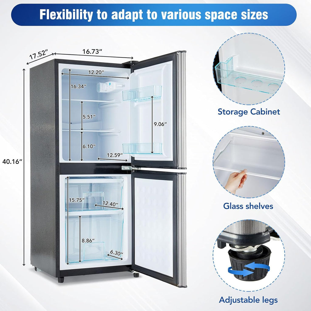 Compact Mini Fridge with Freezer 4.0 Cu.Ft Dual Zone Small Refrigerator P28240