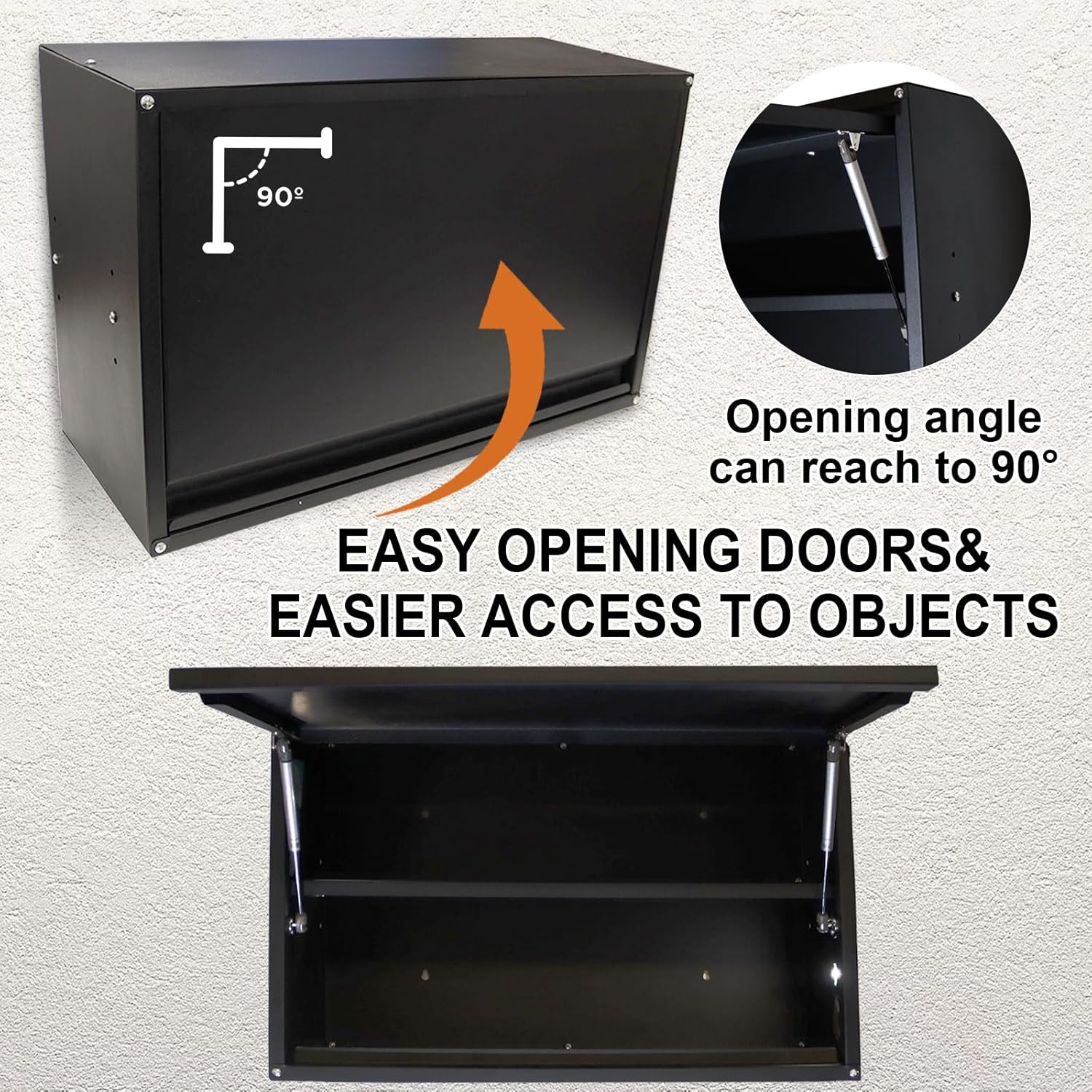 Black Wall Mount Metal Storage Cabinet with Adjustable Shelf I646