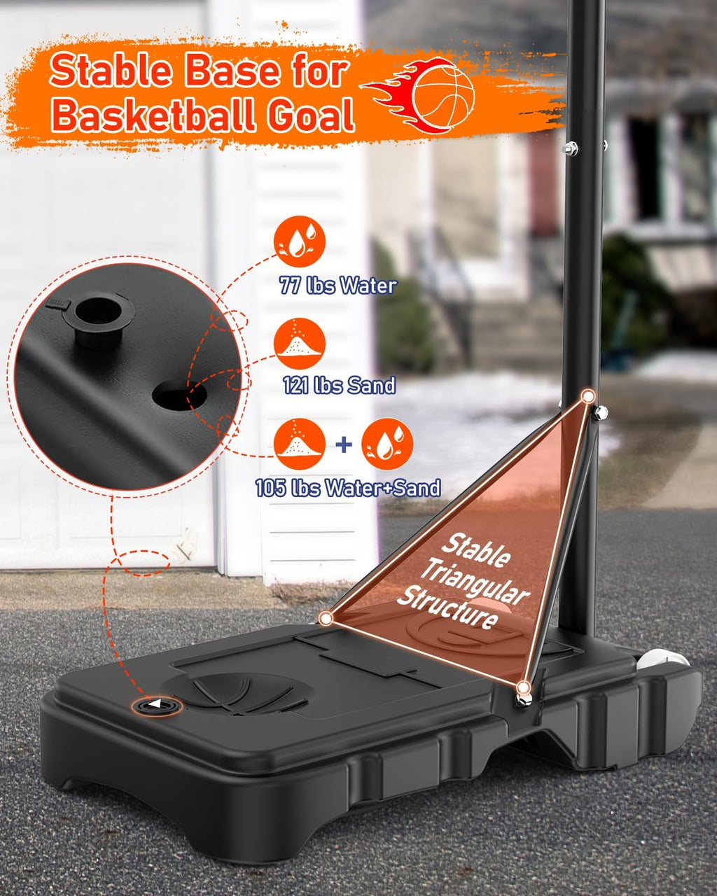 5-7FT Height Adjustable Basketball Hoop with 33 Inch Shatterproof Backboard and Stand Wheels W595083