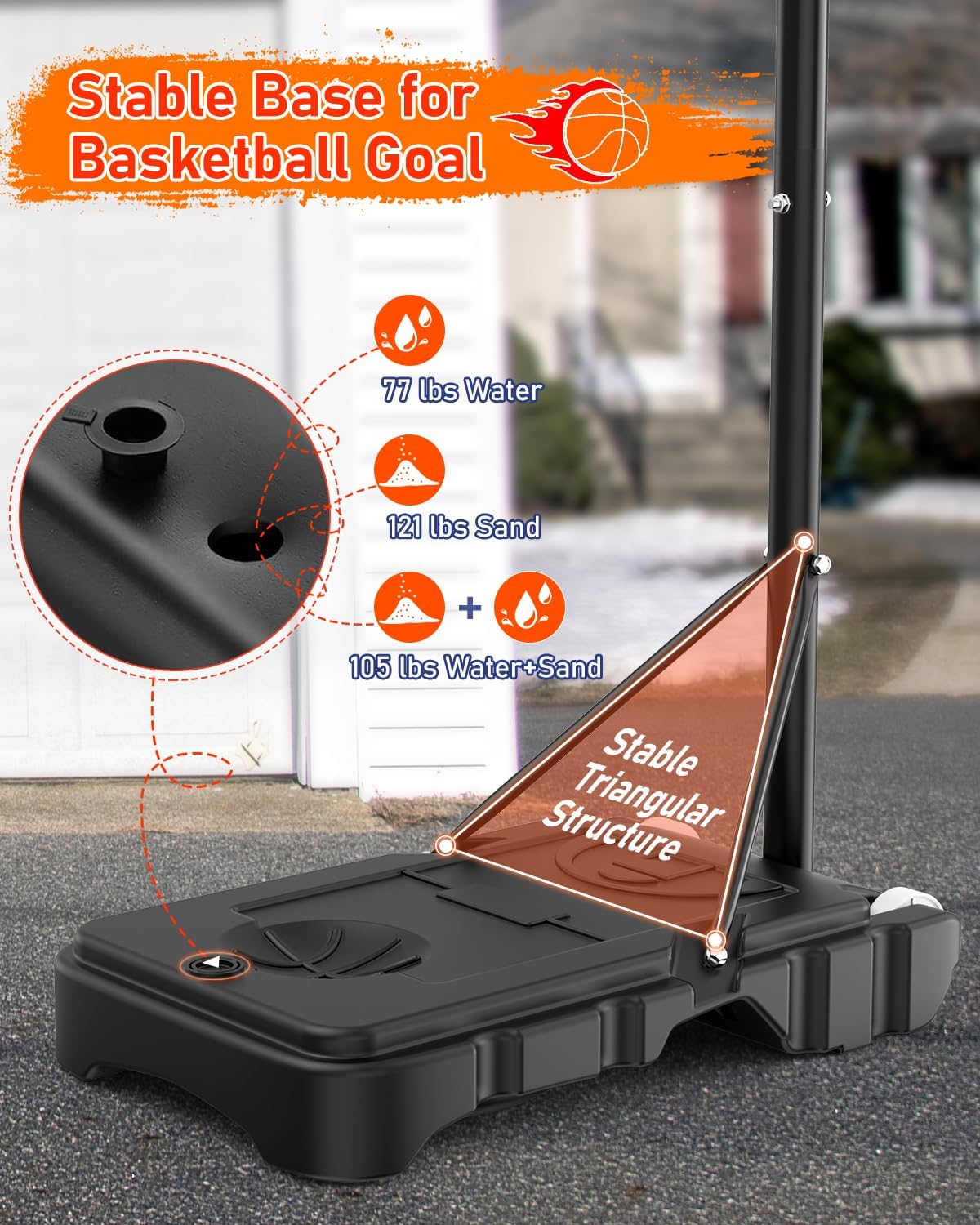 5-7FT Height Adjustable Basketball Hoop with 33 Inch Shatterproof Backboard and Stand Wheels W595083