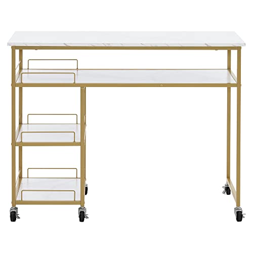 White Multifunctional Nail Table with Rolling Wheels I755517