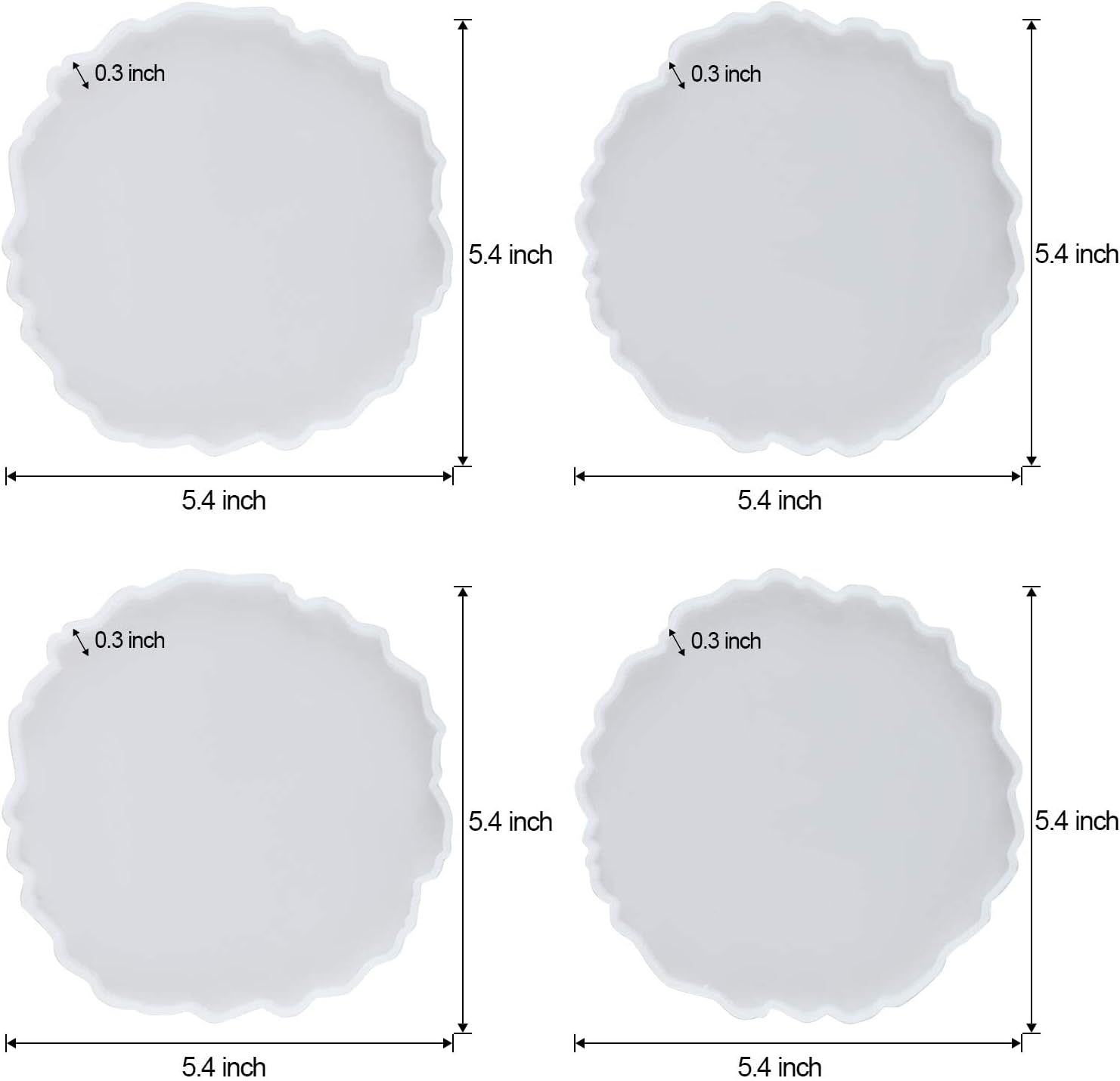 4 Pcs Silicone Coaster Molds S537