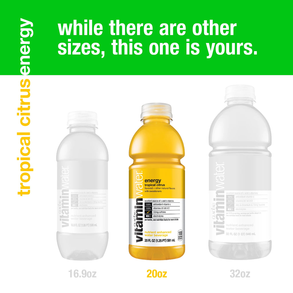Tropical Citrus Vitaminwater, 20 Fl Oz, 12 Count Bottles L2189